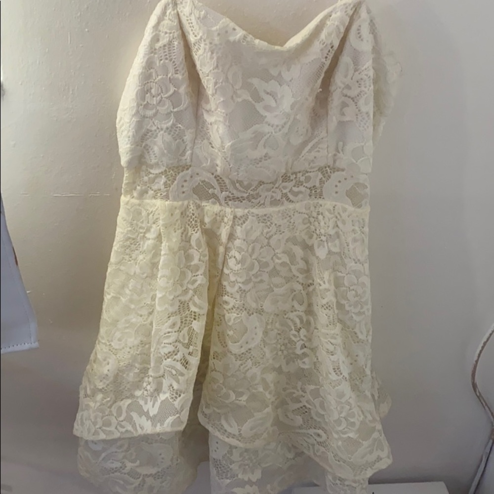 white hoco lacey dress